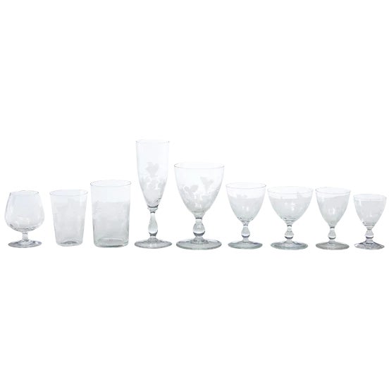 Savoy Vine Etched Glasses from Riihimaki, 1930s, Set of 69 For Sale