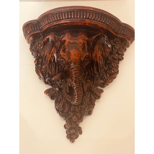 Vintage tropical safari style wall bracket elephant head.