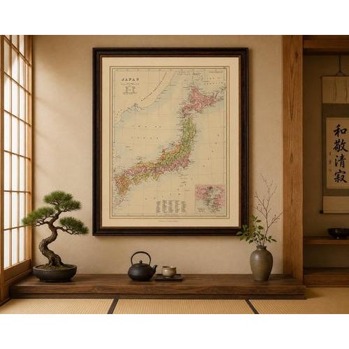 Antique map of japan with tokyo inset, black’s general atlas, 1885 a finely engraved and delicately hand-colored antique...