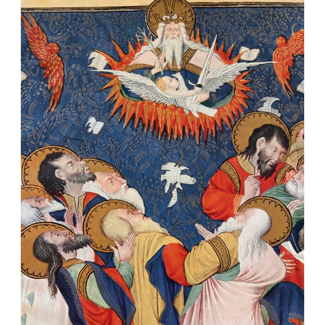 1950s 1950s The Pentecost Color Heliograph, Vintage Print From the Rohan Hours, A French Illuminated Manuscript For Sale - Image 5 of 10