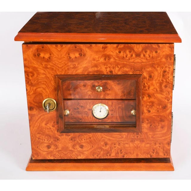 Burr Elm Four Drawer Cigar Humidor Cabinet, 1900s For Sale - Image 3 of 18