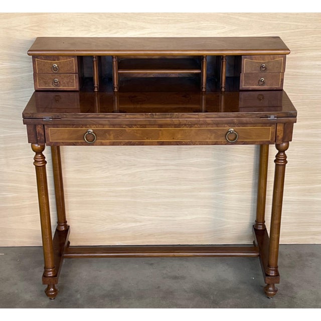 French Early 20th Century French Walnut Venner Desk, 1940s For Sale - Image 3 of 18