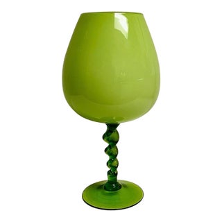 Chartreuse Cased Glass Footed Vase For Sale