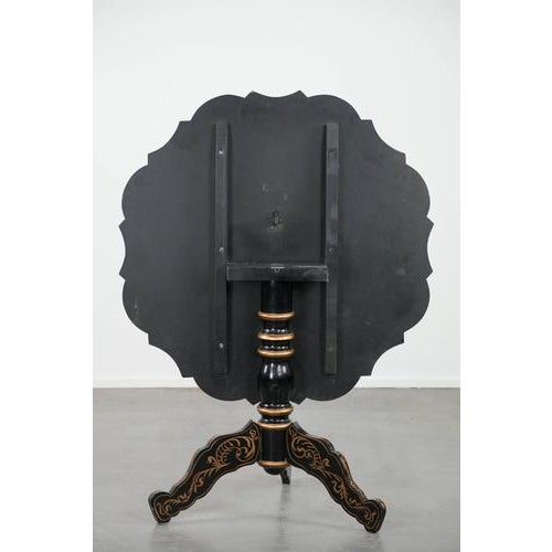 Antique English Hand-Painted Floral Tilt-Top Table, Late 19th Century. For Sale - Image 6 of 18