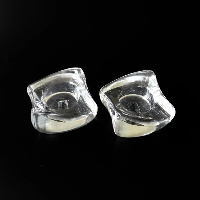 Vintage Crystal tea light candleholder by HERSTAL in Denmark 1970s. Set of two.