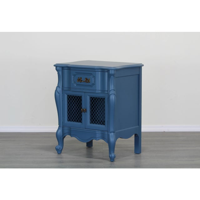 Vintage Pair of French Style Blue Nightstands For Sale - Image 4 of 7