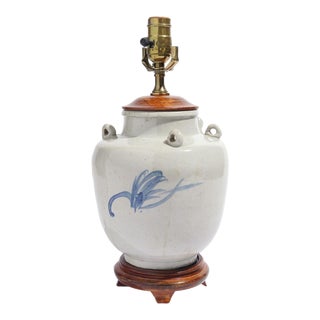 Chinese Oyster Gray Glazed Porcelain Tea Pot Lamp, C. 1800-25 For Sale