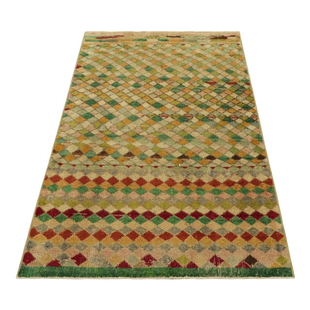 1960s Vintage Zeki Müren Rug in Cream With Colorful Geometric Pattern | Rug & Kilim For Sale - Image 5 of 7