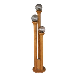 1970s Modeline Mid-Century Modern Triple Column Oak Floor Lamp For Sale