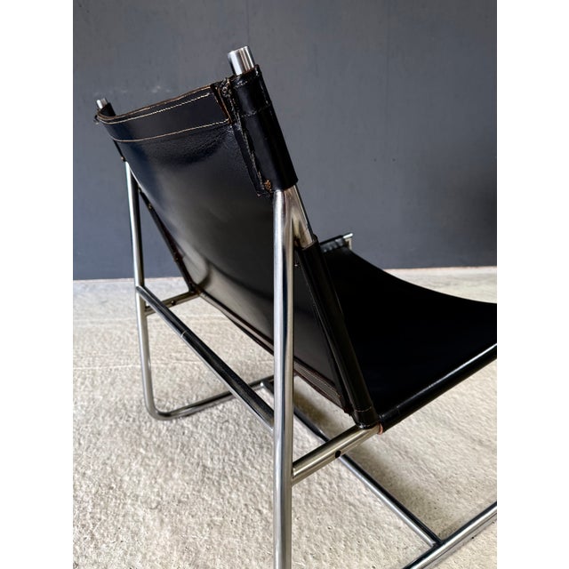 Mid-Century Modern Minimalist Leather Lounge Chair, France, 1970s For Sale - Image 13 of 18