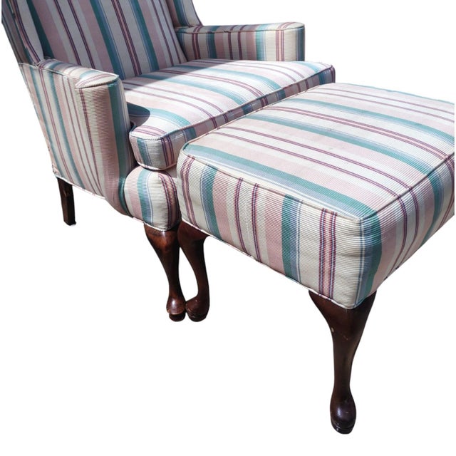 Elevate Your Space With a Pair of Ethan Allen Queen Anne Wingback Chairs, Combining Timeless American Craftsmanship With a Lively, Elegant Aesthetic. For Sale - Image 11 of 11