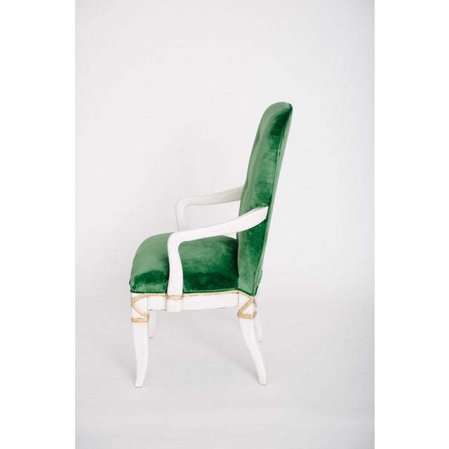 1980s Set of 10 Emerald Green Velvet Dining Chairs Attr. Marge Carson For Sale - Image 9 of 11