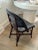 2020s French Bistro Café Side Chair, Navy & Gold Rattan Weave For Sale - Image 5 of 5