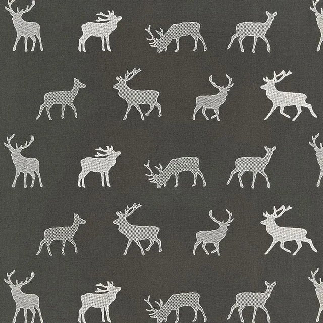 Farmhouse Sample - Schumacher Caribou Embroidery Fabric in Charcoal For Sale - Image 3 of 3