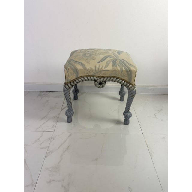 French Country Style Pouf with Rope Details, 1970 For Sale - Image 10 of 14
