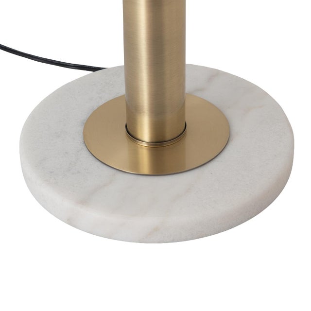Brass Bloom 3-Light Floor Lamp - Weathered Brass, White Marble Base For Sale - Image 8 of 8