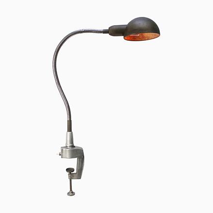 Brown Vintage Industrial Belgian Metal Machinist Table Light For Sale - Image 8 of 8