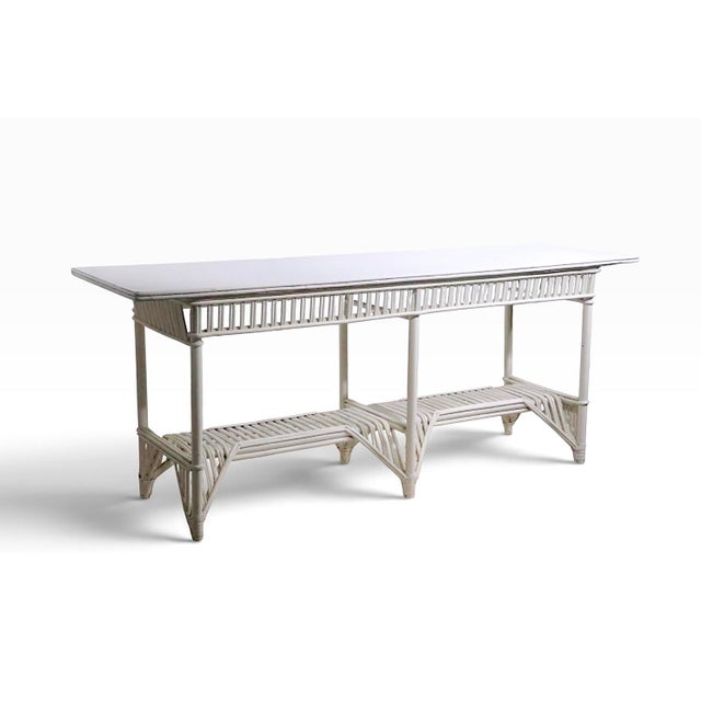 Early 20th Century Large Stick Wicker Console Table in White Paint Finish For Sale - Image 17 of 18