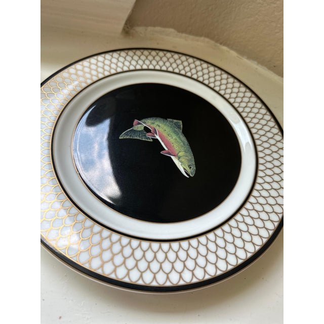 1990s Sporting Porcelain Trout Luncheon Plates, Set of Four For Sale - Image 9 of 12