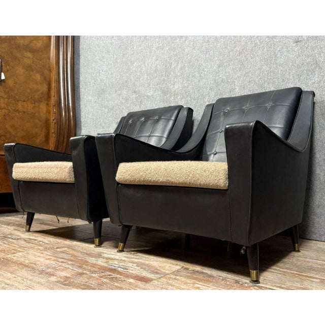 Lounge Chairs in Black Imitation Leather from Erton, 1960s, Set of 2 For Sale - Image 4 of 8
