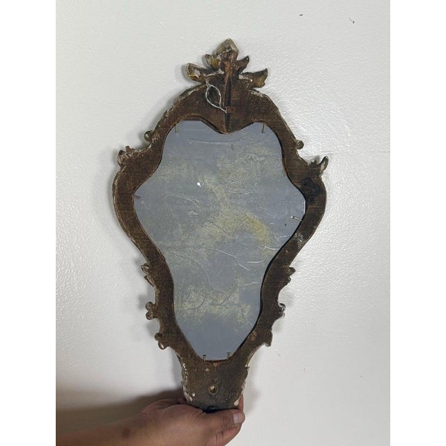 Wood Antique Italian Rococo Giltwood Wall Mirror, Early 19th Century For Sale - Image 7 of 8