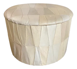 Vintage Leather Patchwork Footstool or Ottoman, 1960s