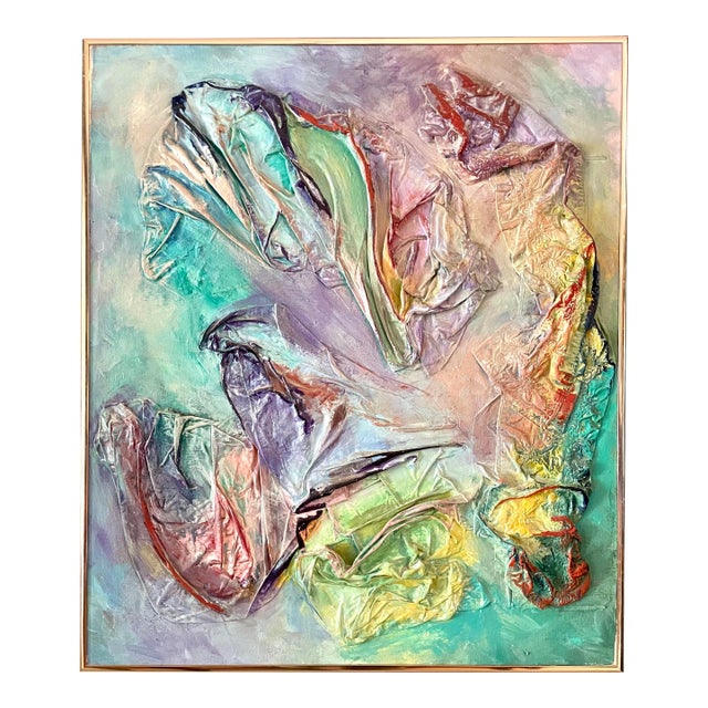 1980s Postmodern Textile Multimedia Original Framed Painting For Sale