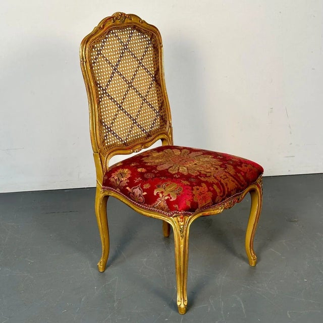 Set of Ten Louis XV Style Dining / Side Chairs, Clayed Gilt and Cane, French For Sale - Image 12 of 12