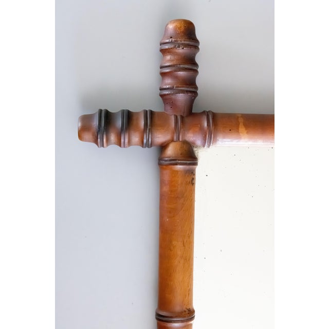 Antique French Faux Bamboo Carved Mirror For Sale - Image 4 of 8