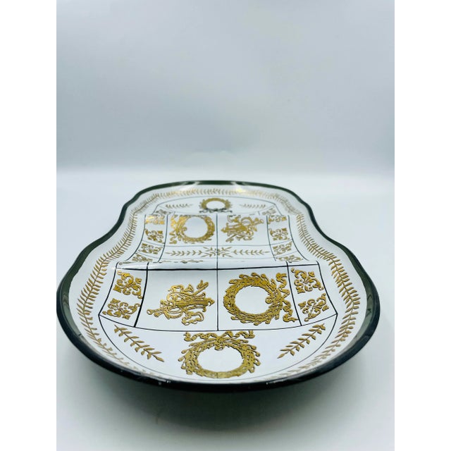 Mid-Century With Neoclassical Motif Signed & Partitioned Smoke-Color Glass Tray For Sale - Image 4 of 12