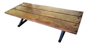 Monumental Rustic Reclaimed Coffee Table on Iron Legs