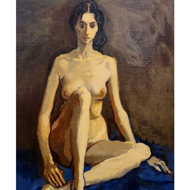 Moses Soyer - Model Seated Nude -Oil Painting American expressionist oil painting on canvas -signed - dated 1954 Canvas...