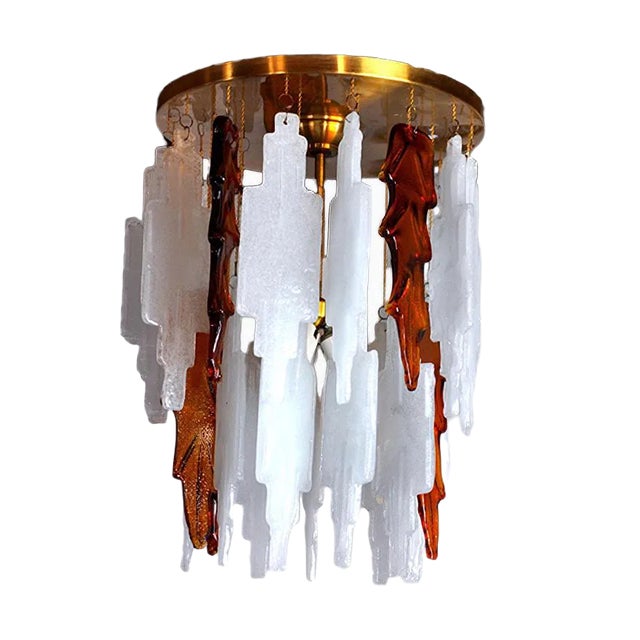 Bicolore Murano Glass Ceiling Lamp by Albano Poli for Poliarte, Italy, 1970s For Sale