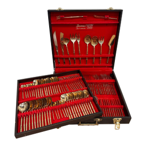 Vintage Faux Bamboo Nickelbronze Flatware - Set of 143