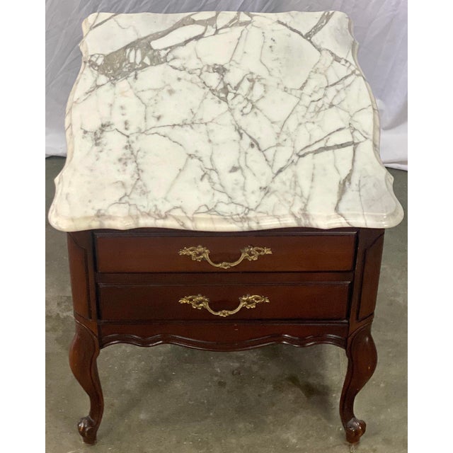 Vintage Hammary Furniture French Provincial Marble Top Side Table
