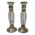 Pair of Vintage Cristallerie Italian Candle Holders Made of Hand Blown Art Glass With Gold Leaf For Sale