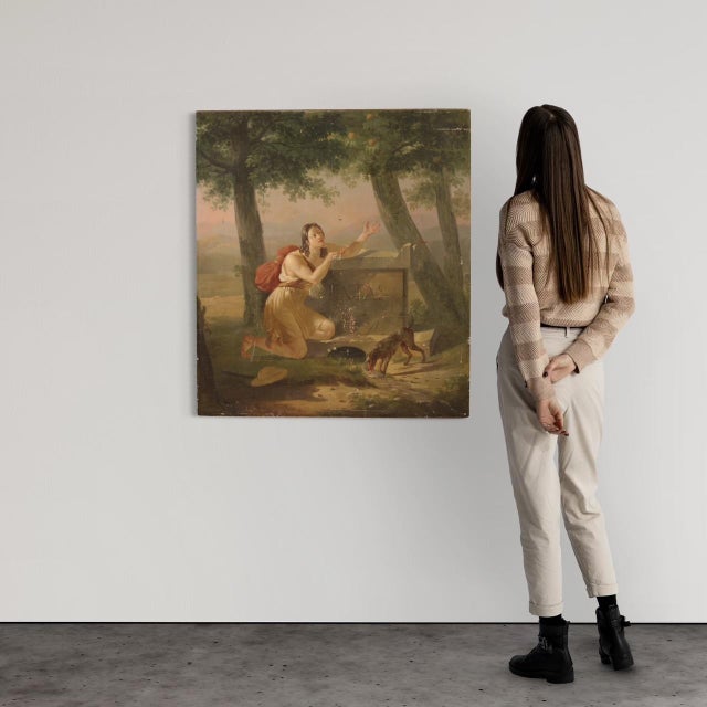 French Artist, Neoclassical Scene, 1830, Oil on Panel For Sale - Image 3 of 16