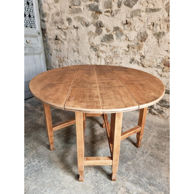 Vintage French Gateleg Table Oval Drop-Leaf Dining Table, France, 1950 For Sale - Image 17 of 18