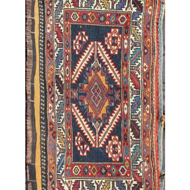 Small Antique Turkestanian Yomud Rug With Tribal Diamond Medallion 1'6 X 3'3 For Sale - Image 4 of 5