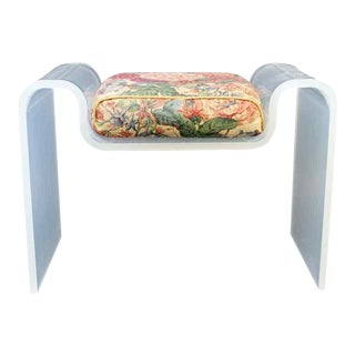 Mid Century Modern Curved Lucite Acrylic Bench Charles Hollis Jones Seat 1970s For Sale