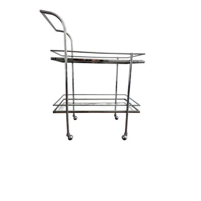 Chrome 1970s Chrome and Glass Bar Cart For Sale - Image 8 of 11
