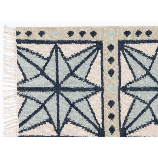 Transitional Part & Parcel Goods Wool Star Rug, 15' x 20', Celadon, Navy, Sky Blue and Eggshell For Sale - Image 3 of 5