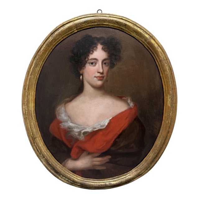 Jacob Ferdinand Voet, Portrait of a Lady with a Red Shawl, 1600, Oil on Canvas For Sale