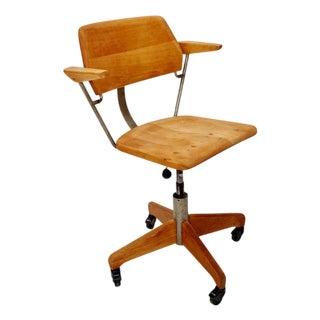 Bauhaus Swivel Office Armchair in Wood by Stollgiroflex, 1930s For Sale