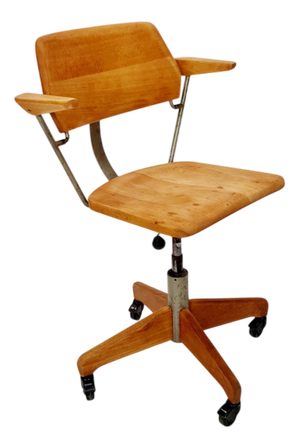 Bauhaus Swivel Office Armchair in Wood by Stollgiroflex, 1930s