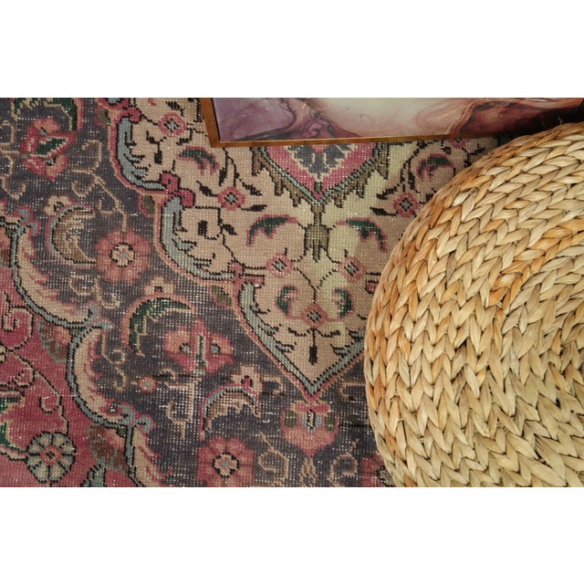 1970s Vintage Persian Handmade Wool 9x12 Pink Area Rug For Sale - Image 4 of 11