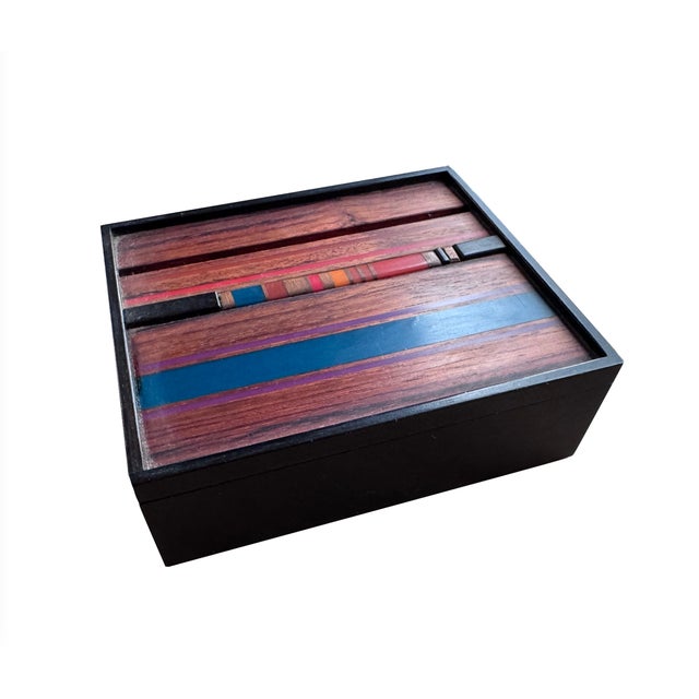 Blue Vintage Marquetry Box by Robert McKeown, 1981 For Sale - Image 8 of 8