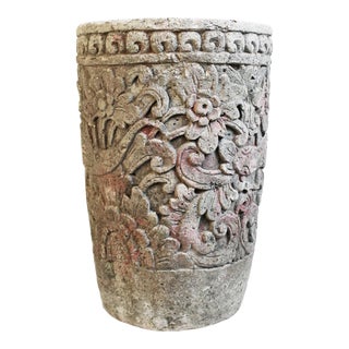 Stone Carved Garden Urn Planter For Sale