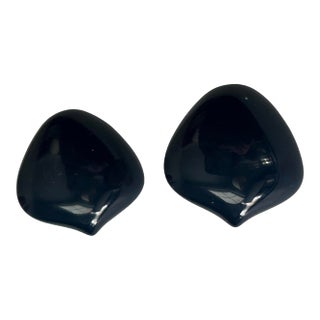 Vintage Monet Blue Cabochon Clip-on Earrings | Gold-Tone Setting | Signed Monet | Classic Designer Costume Jewelry, A Pair For Sale