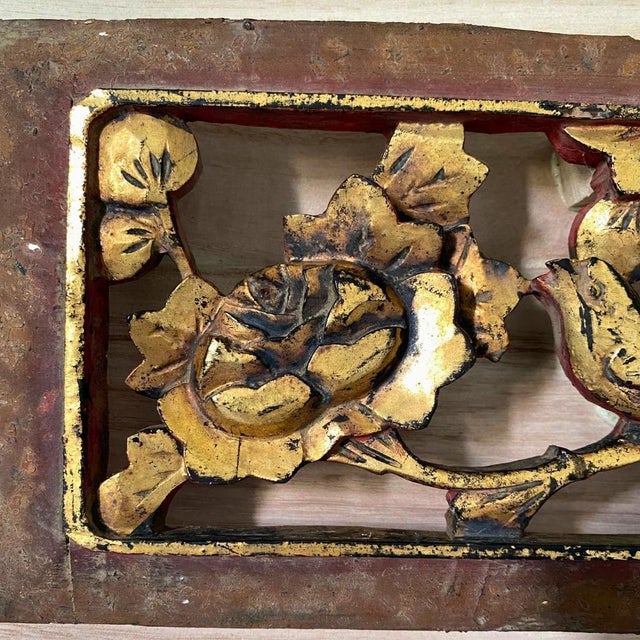 Sculptural Wall Object – Early 20th C. Antique Chinese Giltwood Openwork Panels, Pair For Sale - Image 6 of 11